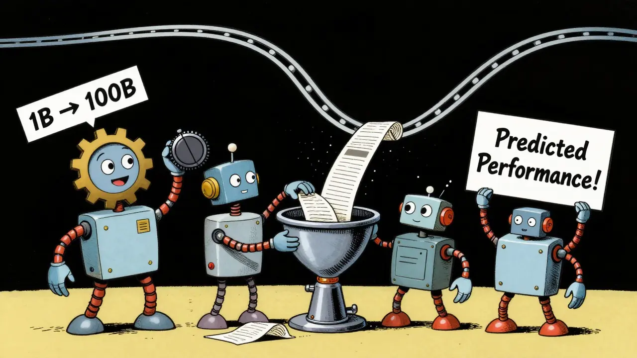 Robots turning a giant parameter knob while a smooth performance curve floats above