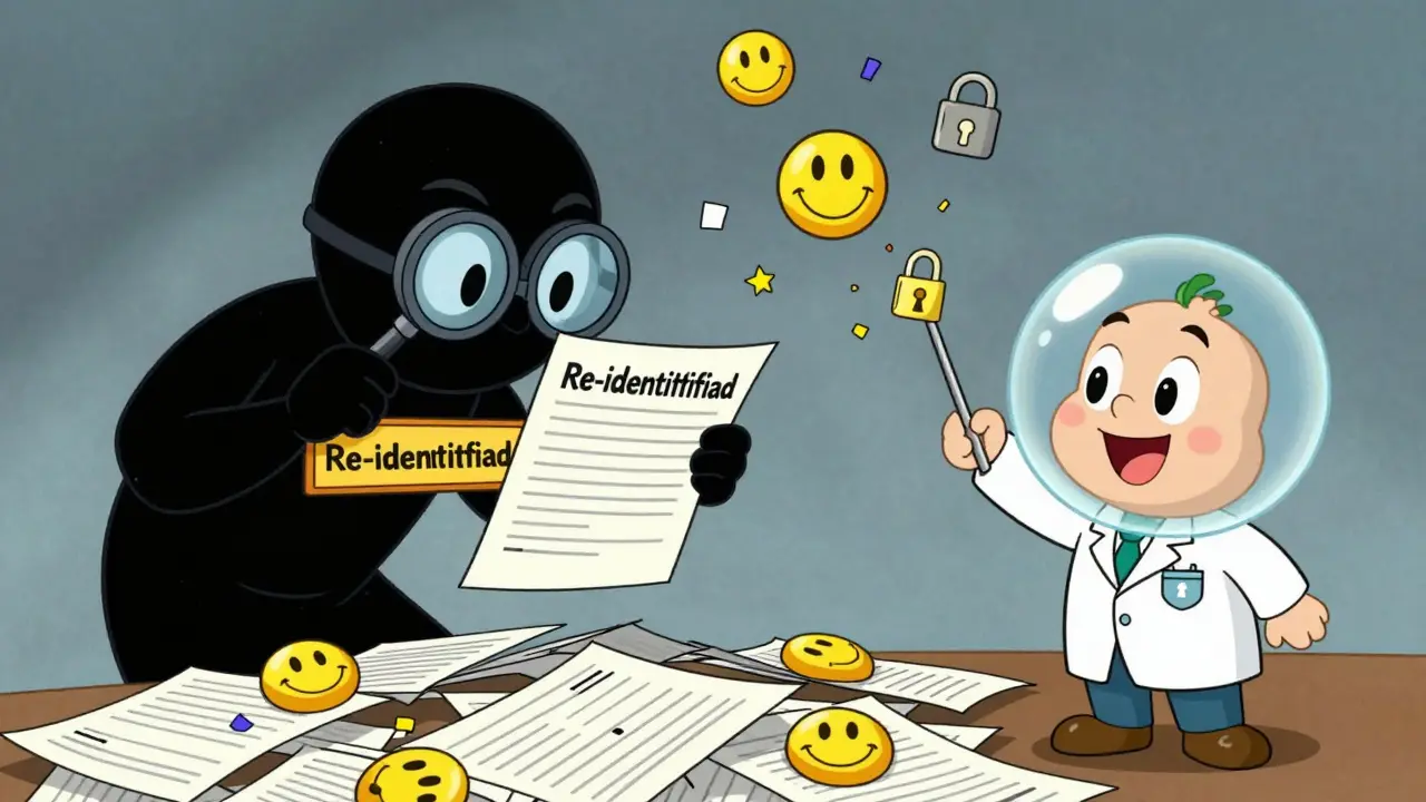 A data thief is defeated by synthetic records that turn into confetti, protected by a LoRA-wielding LLM.