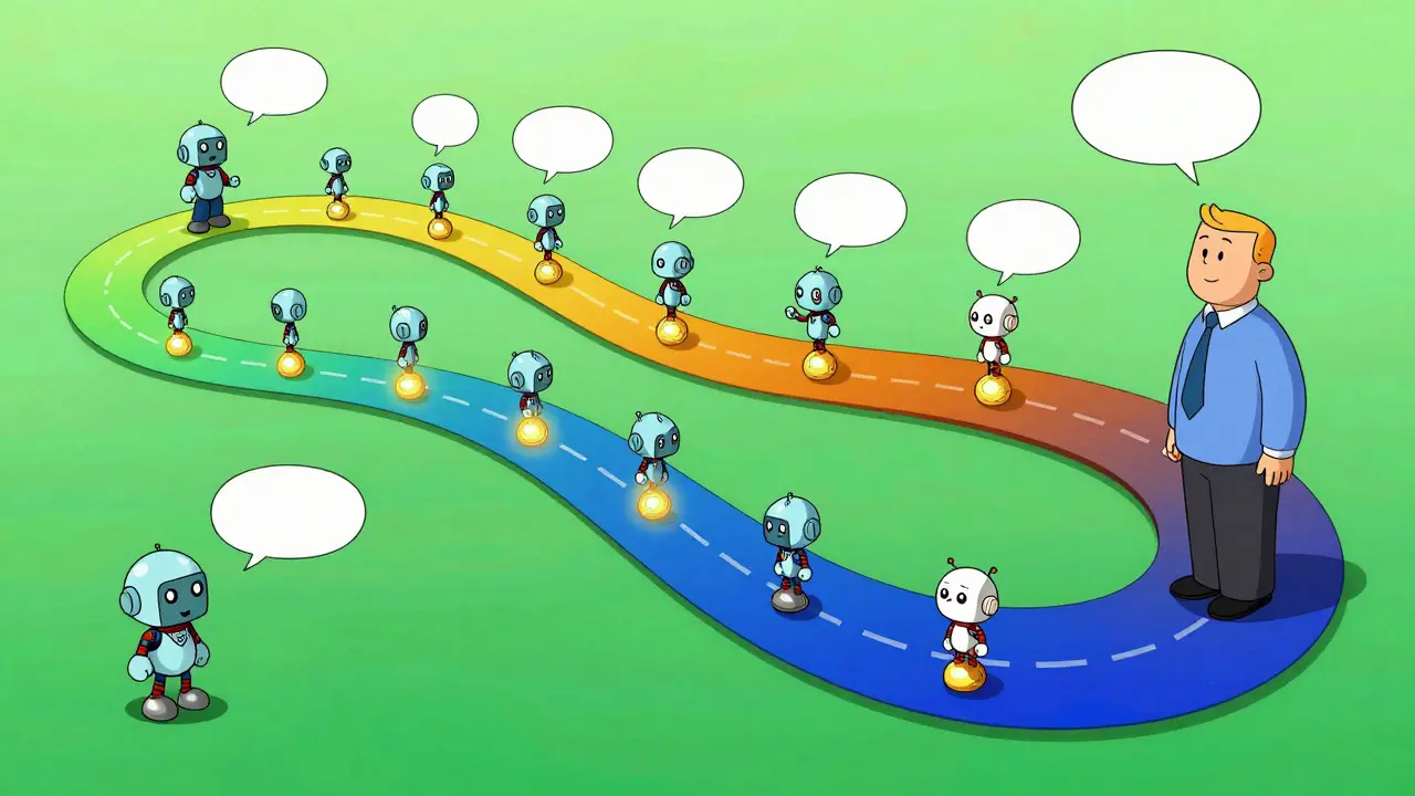 Training progress path with checkpoint markers illustrated