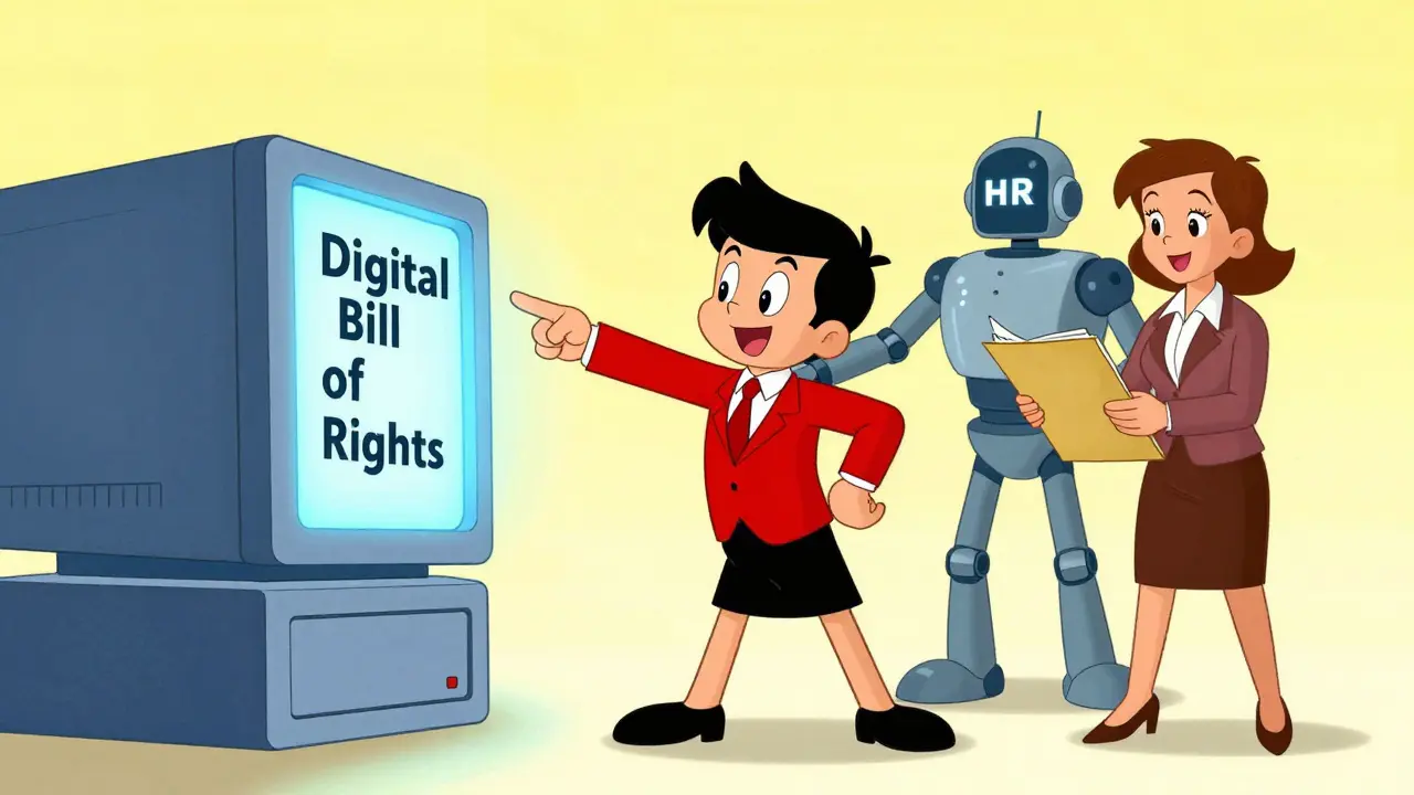 Employee and HR manager requesting a human review over an automated computer decision.