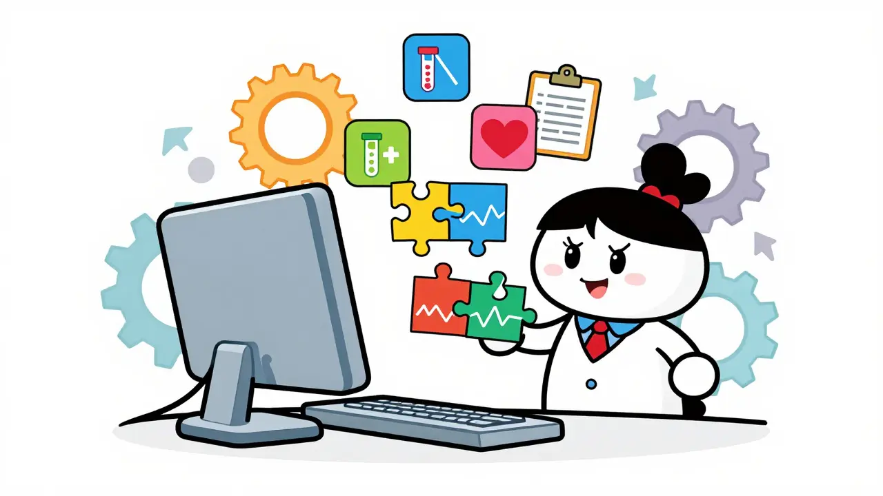 Animated computer integrating lab data and vitals for diagnosis