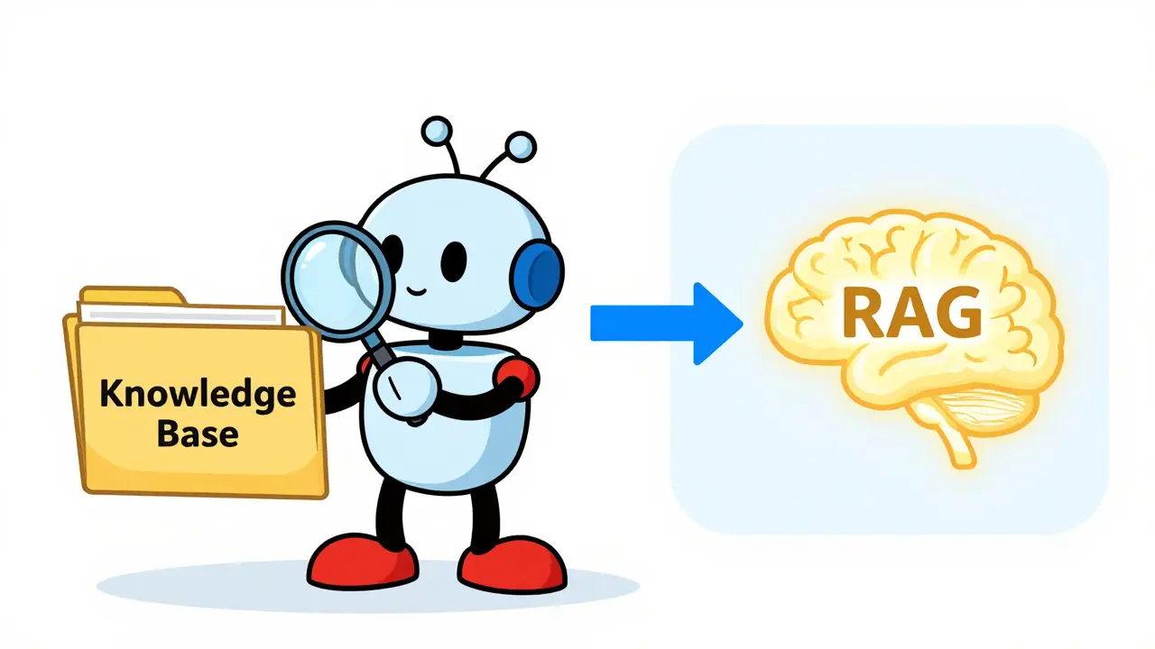 Cartoon robot agent efficiently retrieving info from a neat knowledge base folder