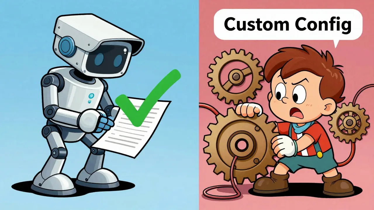 Commercial vs open-source security tools compared in cartoon