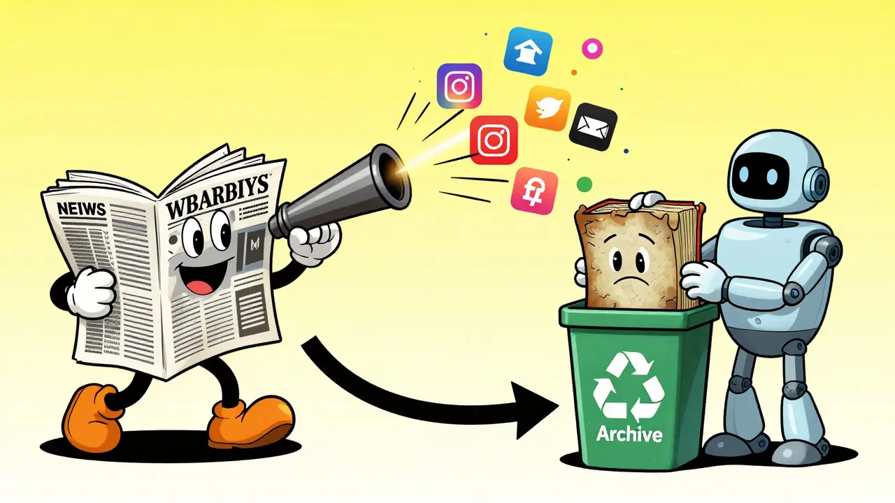 Illustration of content distribution and archiving cycle