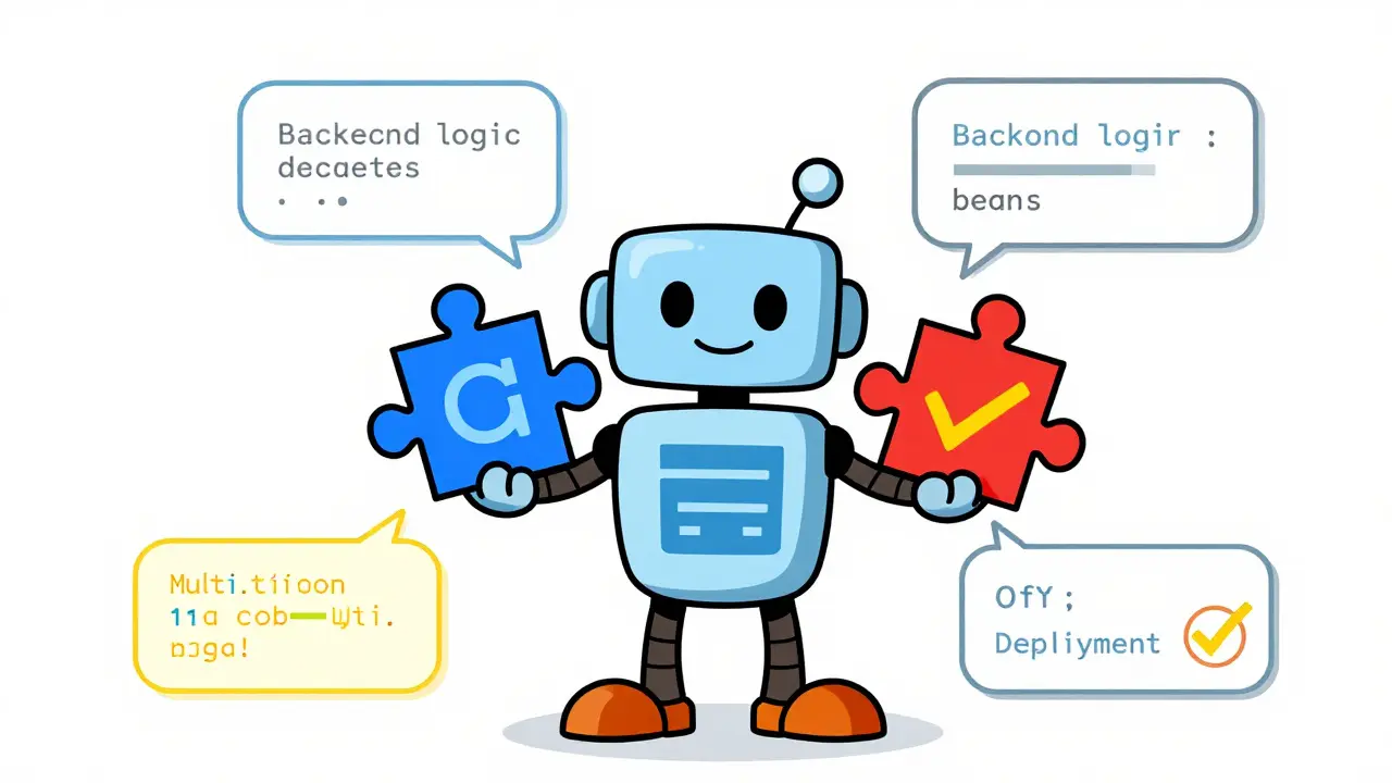 Robot assistant organizing software tools into puzzle pieces