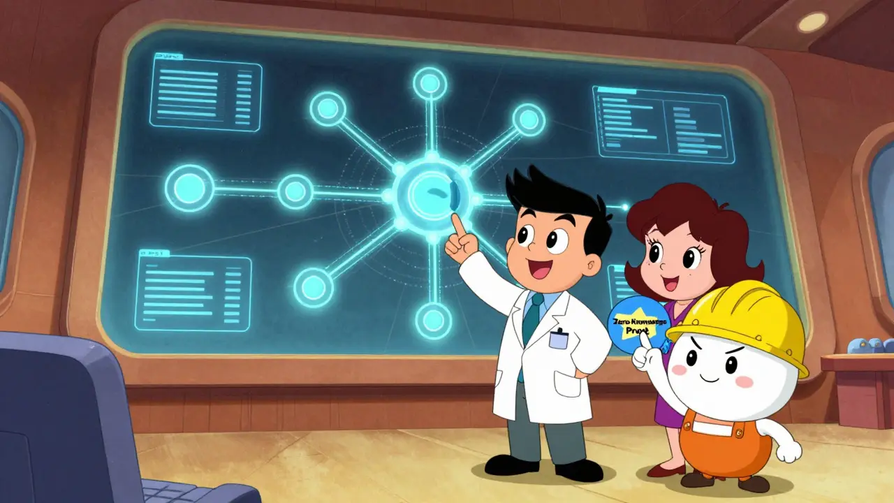 Scientists monitoring secure, decentralized AI data processing systems.