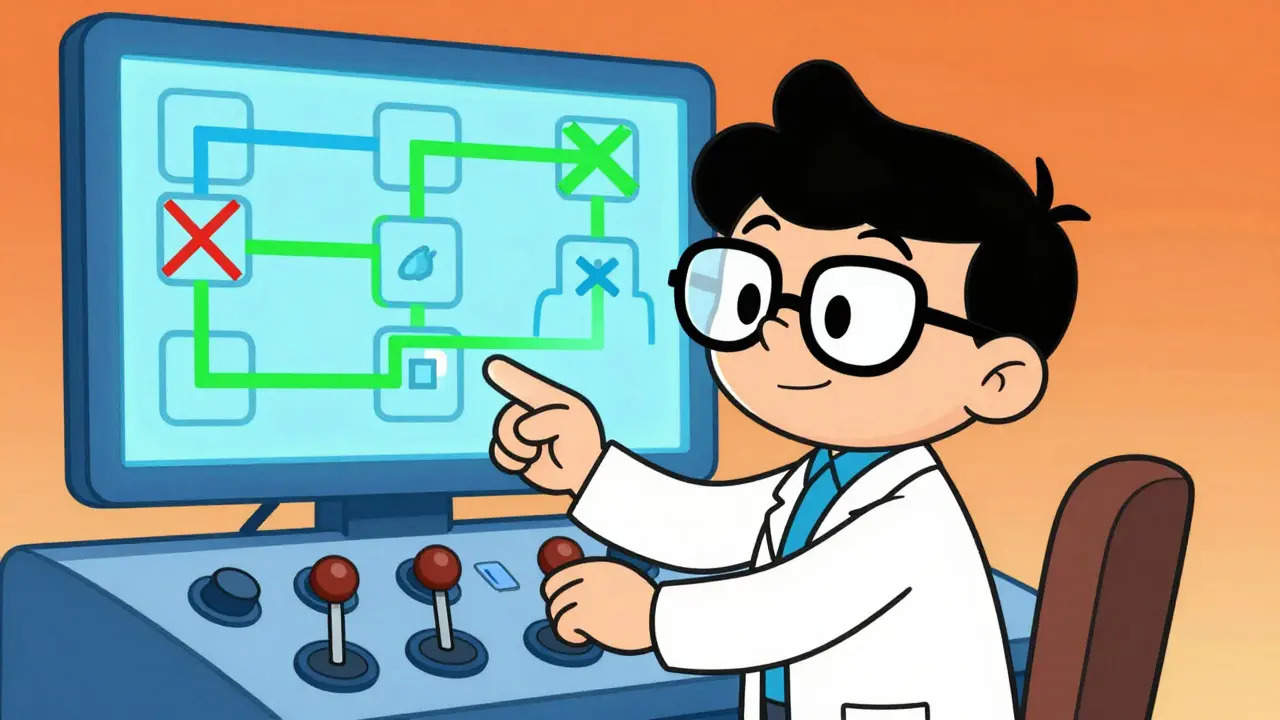 AI agent character adjusting controls on a panel, representing agentic RAG workflows