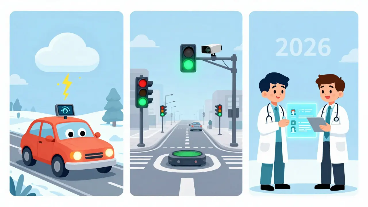 Cars, traffic lights, and doctors using federated learning for safe, private improvements.