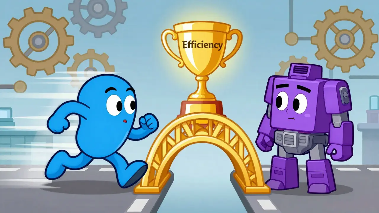 Cartoon illustration of recurrent and transformer models merging