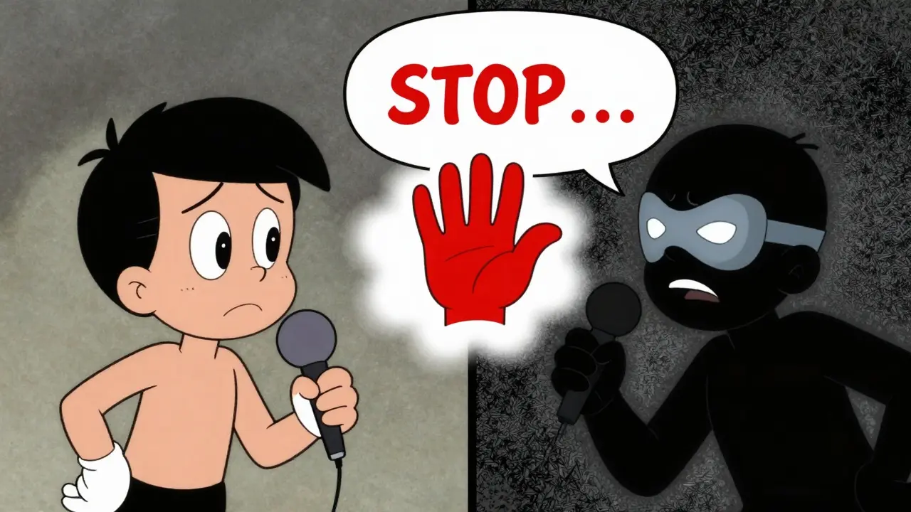Cartoon illustration showing voice cloning ethical dilemma