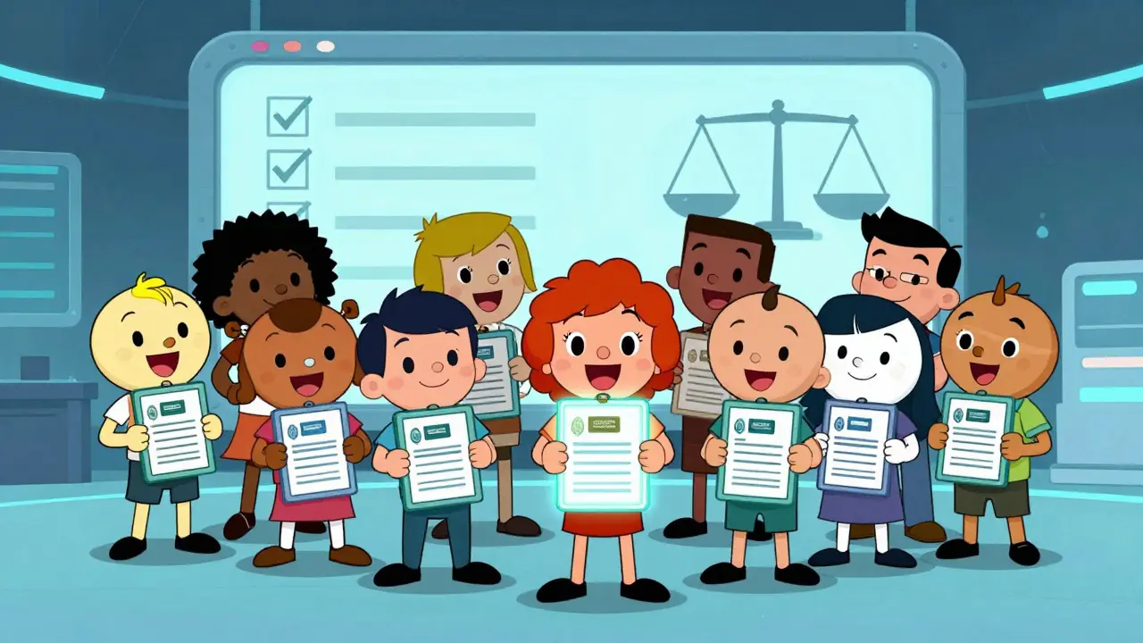 Diverse candidates with skill badges representing fair hiring