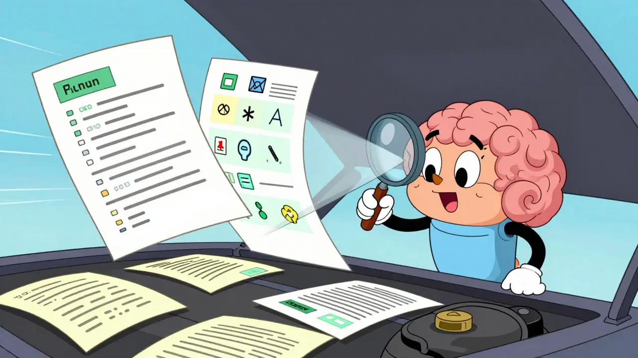 Friendly AI robot organizing messy resumes into neat data blocks