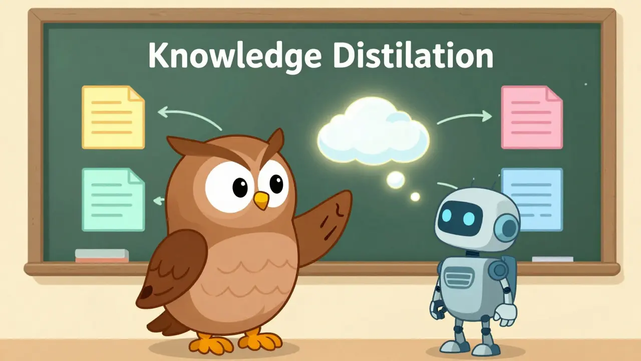 Owl teaching robot about knowledge distillation techniques