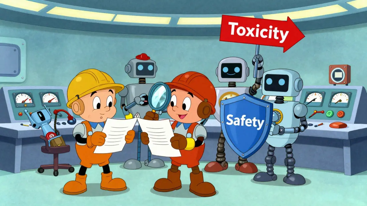Team using mixed methods including human checks and safety shields