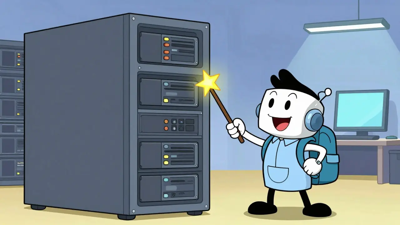 Cartoon illustrating efficient AI fine-tuning on small hardware