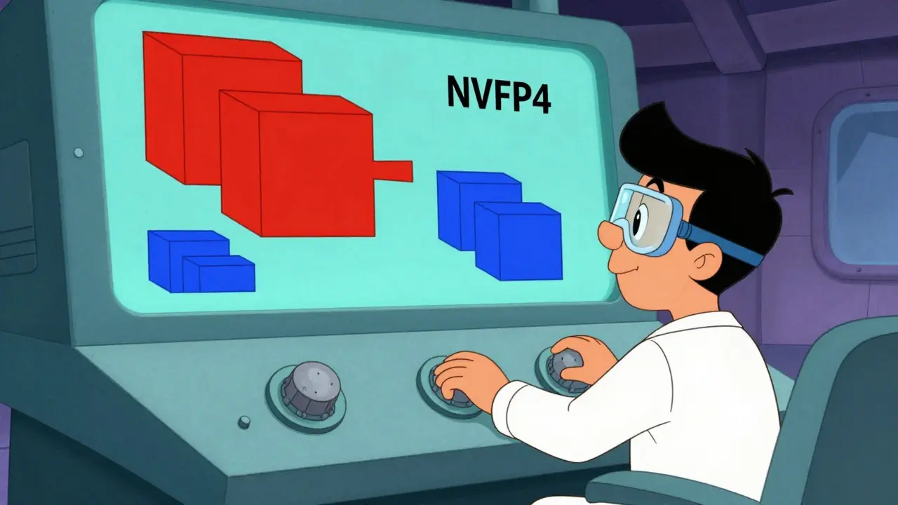 Engineer compressing memory blocks on a retro-futuristic console