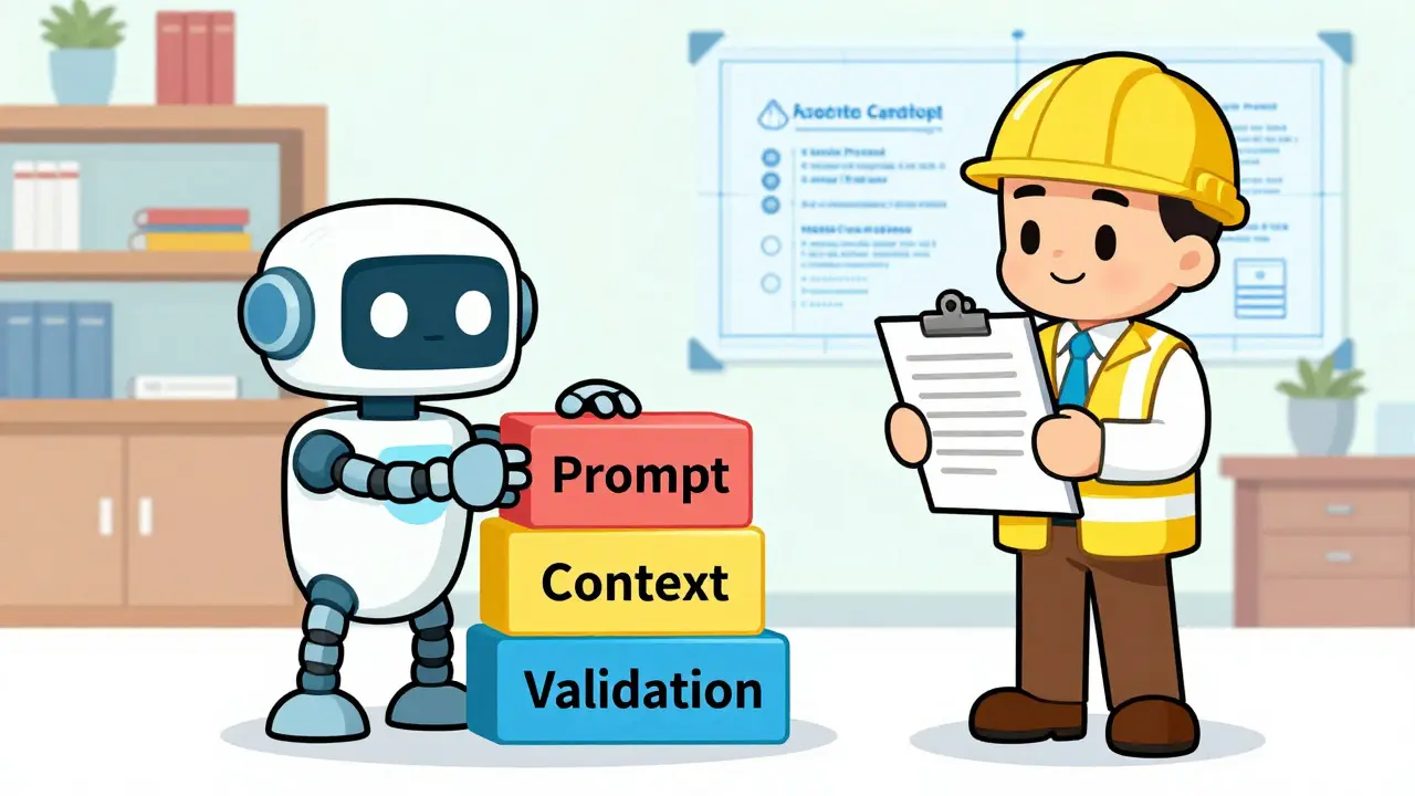 Robot and developer organizing code blocks neatly in Hanna-Barbera style