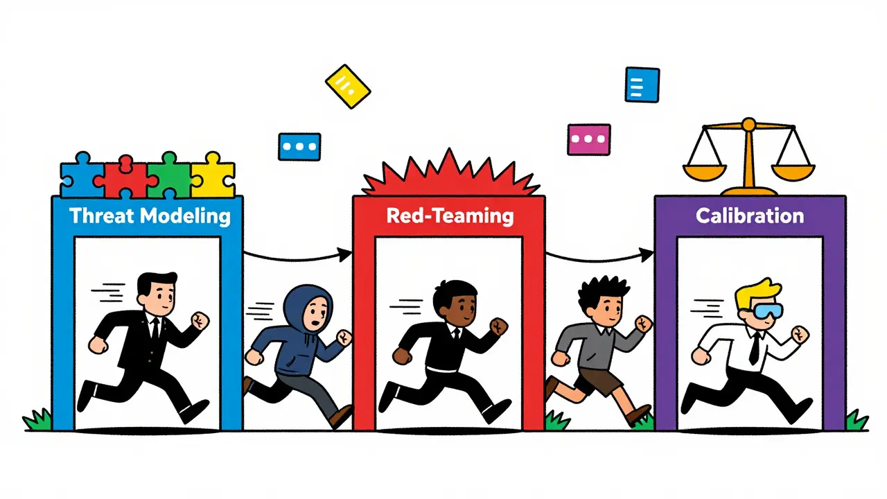 Team running through an obstacle course representing AI approval stages