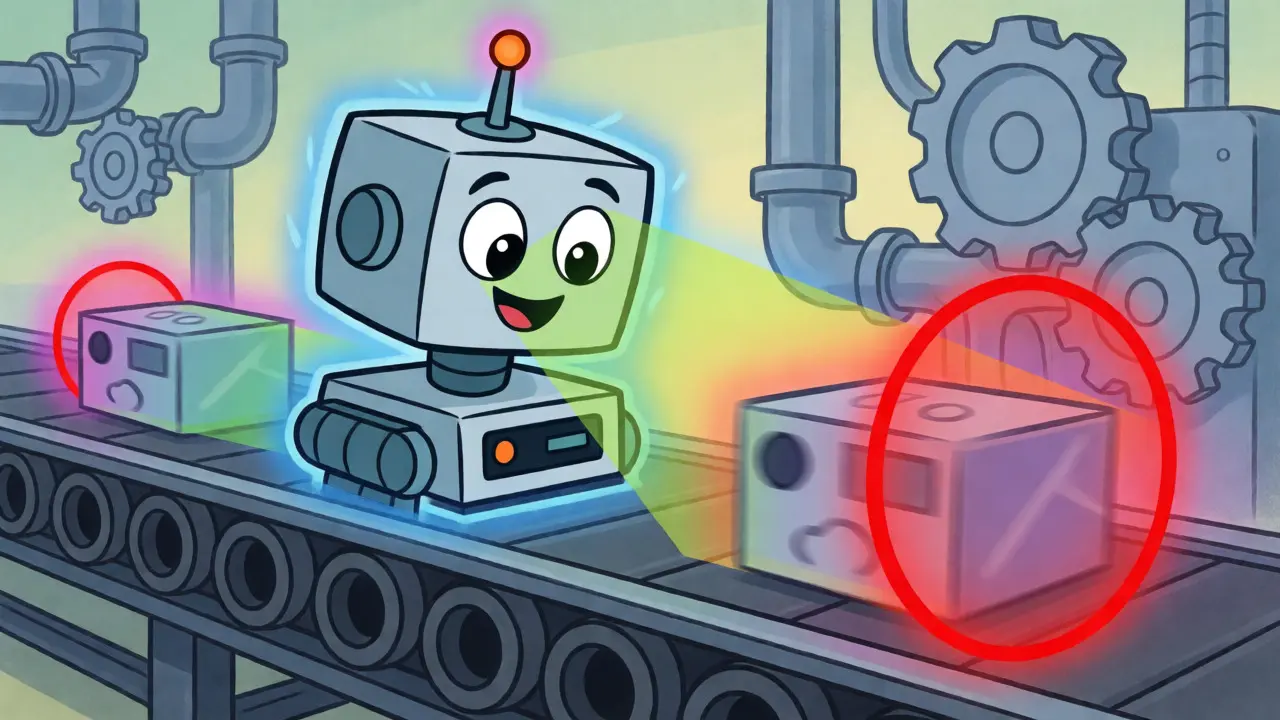 Smart factory robot camera scanning items in real time