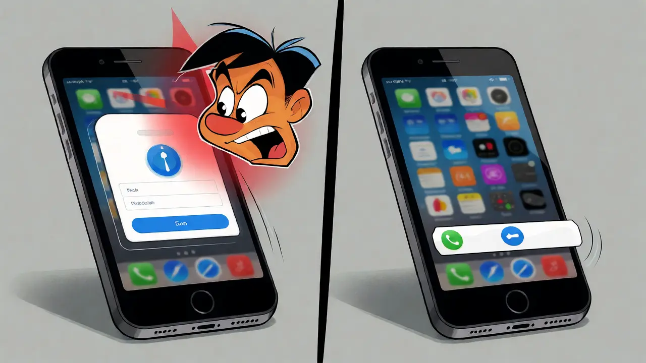 Split screen comparing intrusive modal versus subtle footer cookie banners