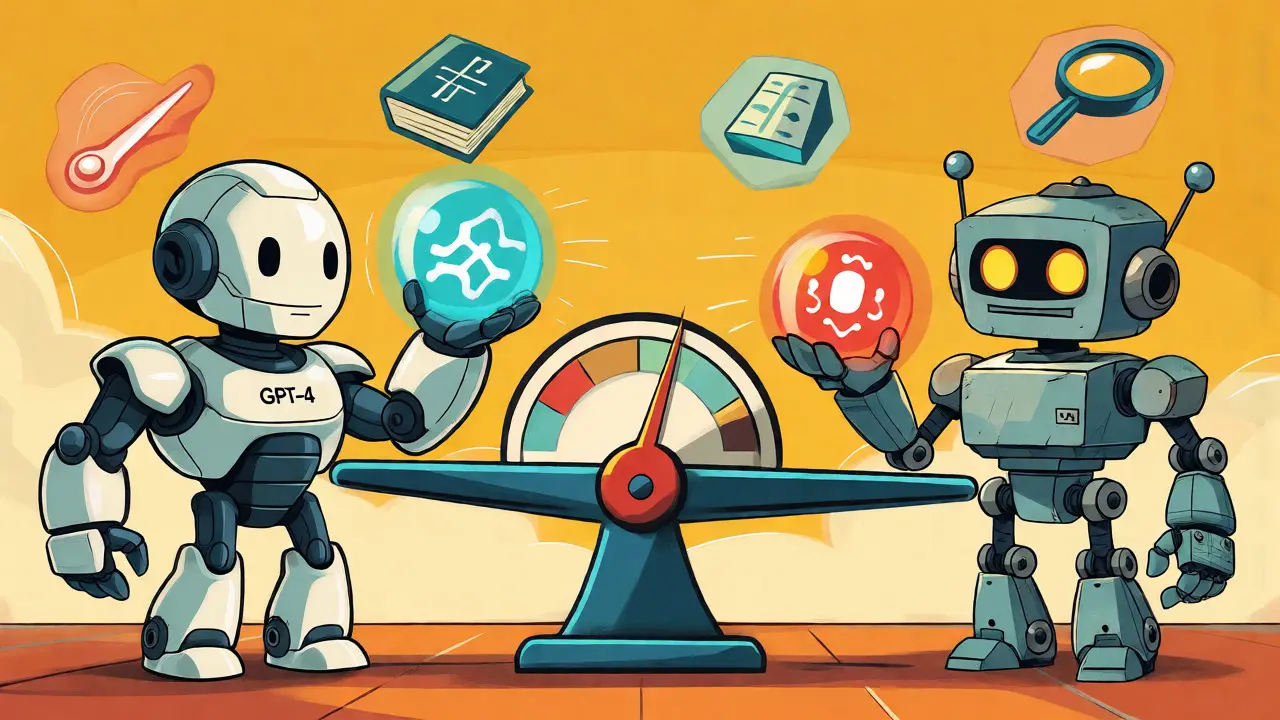 Two robots balancing on a scale being compared by benchmark icons.