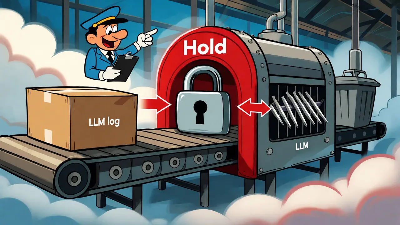 Cartoon conveyor belt showing delayed data deletion stages