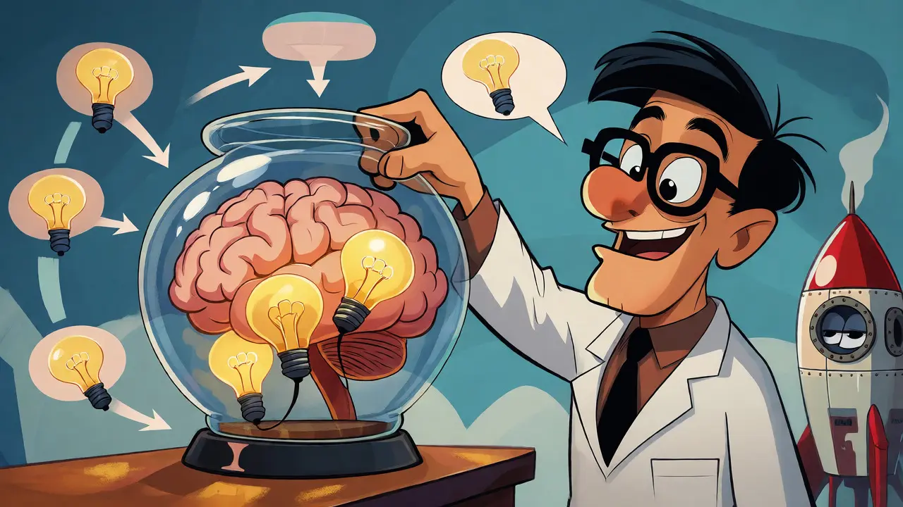 Engineer retrieving a cached answer from a jar instead of using a rocket