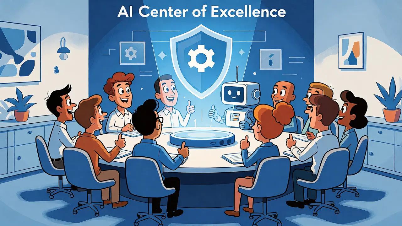 Team and robot reviewing secure AI integration in a collaborative Hanna-Barbera meeting.